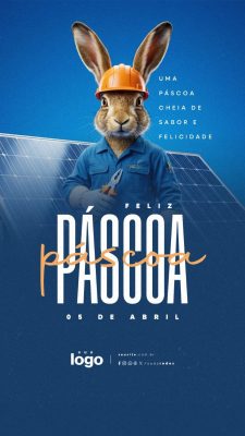 Story Feliz Páscoa 05 de Abril Uma Páscoa Cheia de Sabor e Felicidade Energia Solar PSD Editável