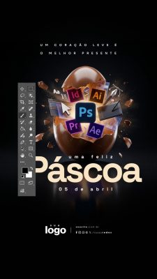 Story Uma Páscoa Feliz 05 de Abril Um Coração Leve Designer PSD Editável