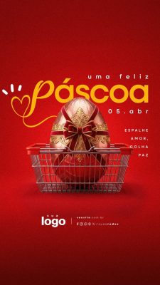 Story Uma Feliz Páscoa Espalhe Amor Colha Paz 05 Abril Supermercado PSD Editável