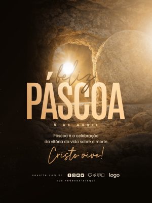 Páscoa Feliz Páscoa Cristo Vive PSD Editável
