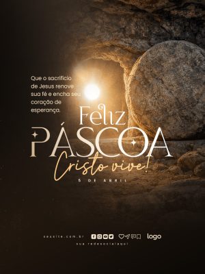 Páscoa Cristo Vive Felicidade Esperança PSD Editável