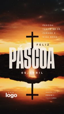 Story Feliz Páscoa Tempo de Fé Perdão e Vida Nova 05 Abril PSD Editável