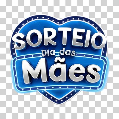 Selo 3D Sorteio Dia das Mães Arte 3D em Azul e Prata PNG Transparente
