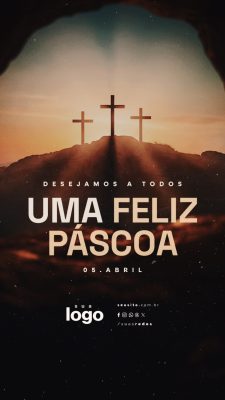 Story Desejamos a Todos Uma Feliz Páscoa 05 de Abril PSD Editável