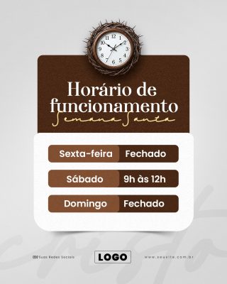 Semana Santa Horário de Funcionamento Template Negócios PSD Editável