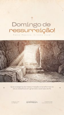 Celebração Domingo de Páscoa Cristã Ressurreição de Jesus Cristo Social Media PSD Editável