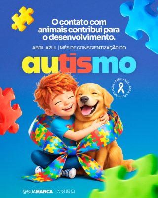 Abril Azul Mês da Conscientização do Autismo  PSD Editável