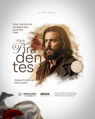 Dia de Tiradentes Inconfidência Mineira Post Histórico 21 de Abril PSD Editável
