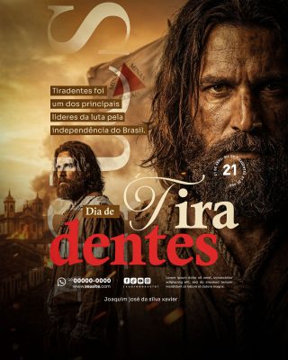 Tiradentes 21 de Abril Dia da Inconfidência Mineira Poster PSD Editável