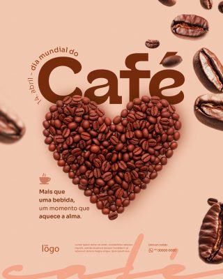 Café 14 Abril Dia Mundial do Café Layout Elegante PSD Editável