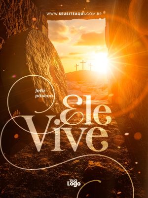 Feed Páscoa Ele Vive Feliz Páscoa Renascimento Banner PSD Editável