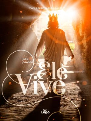 Feed Páscoa Ele Vive Modelo Religioso Impactante PSD Editável