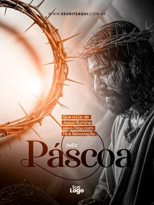 Feed Páscoa Luz de Jesus Fé e Renovação Template PSD Editável