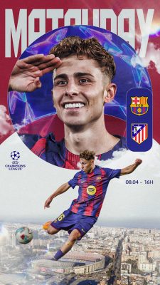 MATCHDAY Champions League Futebol Barcelona e Atlético de Madrid PSD Editável