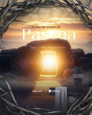 Páscoa Culto de Especial Onde a Vida Vence a Morte PSD Editável