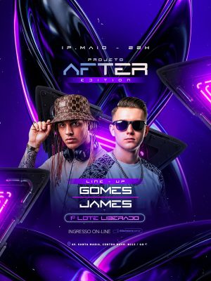 Flyer Próximos Shows Evento Projeto After Gomes e James PSD Editável