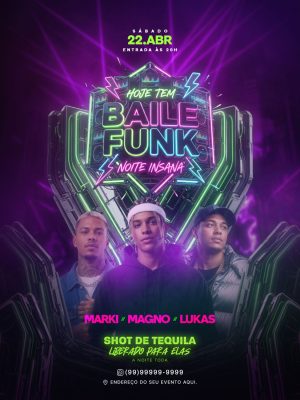 Flyer Hoje Tem Baile Funk Feed PSD Editável