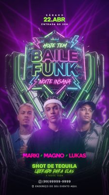 Flyer Hoje Tem Baile Funk Story PSD Editável