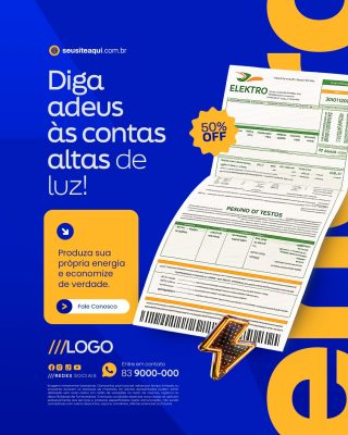 Energia Solar Diga Adeus ás Contas Altas de Luz PSD Editável