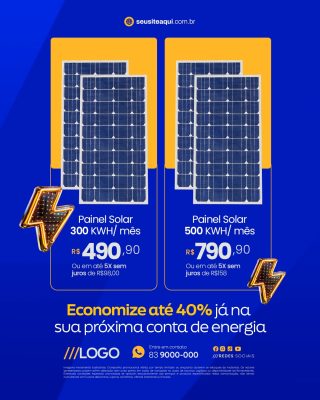 Energia Solar Economize Até 40% Já Na Sua Próxima Conta de Energia PSD Editável