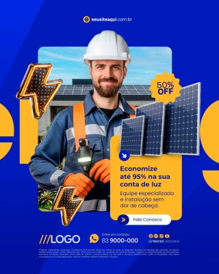 Energia Solar Economize Até 95% Na Sua Conta de Luz PSD Editável