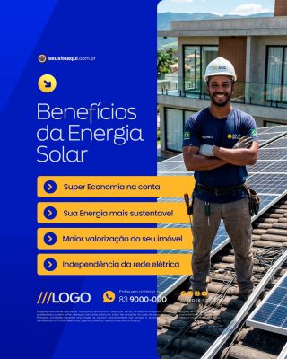 Benefícios da Energia Solar Super Economia Na Conta PSD Editável