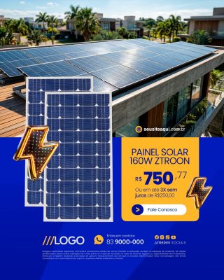 Painel Solar Oferta Em Até 3x Sem Juros PSD Editável