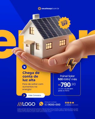 Energia Solar 50% OFF Chega de Conta de Luz Alta PSD Editável