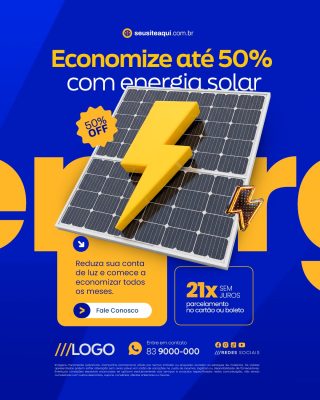 Energia Solar Economize até 50% PSD Editável