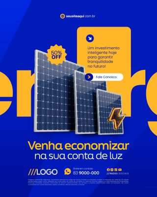 Energia Solar Venha Economizar Na Sua Conta de Luz PSD Editável