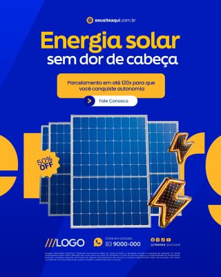Energia Solar Sem Dor de Cabeça PSD Editável