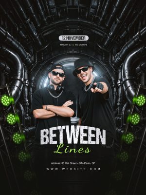 Festa Between Lines Maicon DJ & MC Champs 12 Novembro PSD Editável