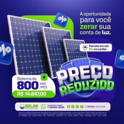 Energia Solar A Oportunidade Para Você Zerar Sua Conta de Luz Preço Reduzido PSD Editável