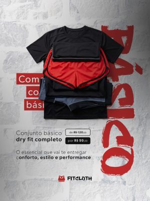 Outlet Fitness Conjunto Básico Dry Fit Completo Oferta PSD Editável