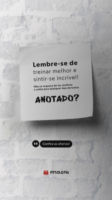 Story Lembrete Conforto e Estilo no Treino Fitness PSD Editável