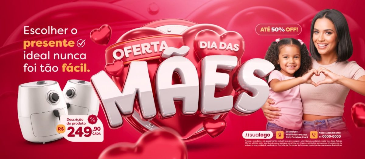 Oferta Dia das Mães Escolher o Presente Ideal Nunca Foi Tão Fácil Banner PSD Editável