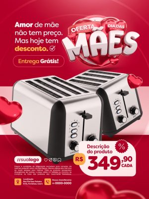 Oferta Dia das Mães Amor de Mãe Não Tem Preço  PSD Editável