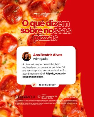 Pizzaria Pizza O Que Dizem Sobre Nossas Pizzas Depoimento PSD Editável