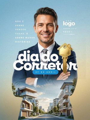 Dia do Corretor 07 de Abril Não É Sobre Vender Casas PSD Editável