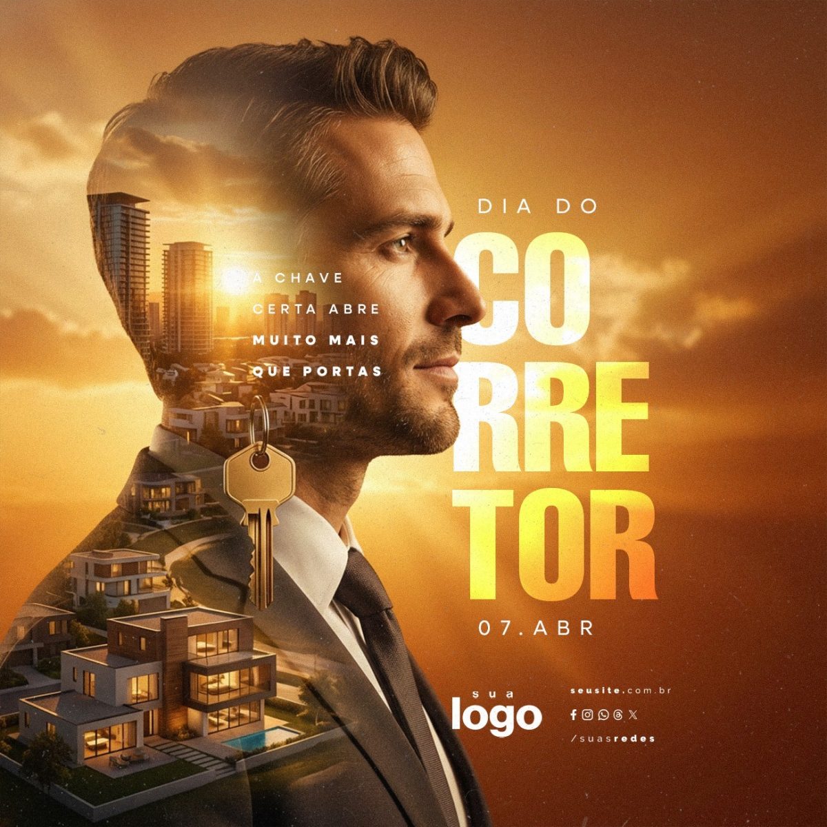 Dia do Corretor 07 de Abril A Chave Certa Abre Muito Mais PSD Editável