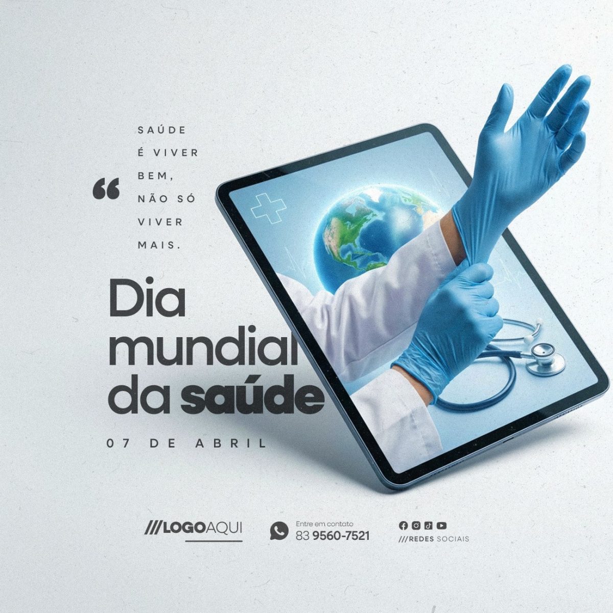 Dia Mundial da Saúde 07 de Abril Saúde é Viver Bem PSD Editável