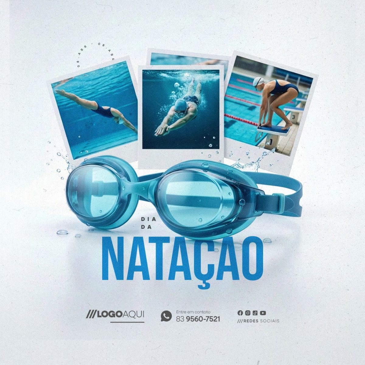Dia da Natação 08 de Abril PSD Editável