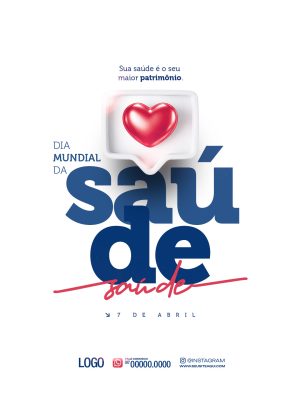 Saúde Sua Saúde é Seu Maior Patrimônio 7 de Abril Design PSD Editável