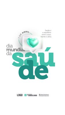 Saúde 7 de Abril Dia Mundial da Saúde Saúde é Equilíbrio PSD Editável