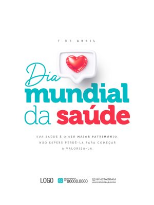 Saúde Dia Mundial da Saúde 7 de Abril Design Profissional PSD Editável