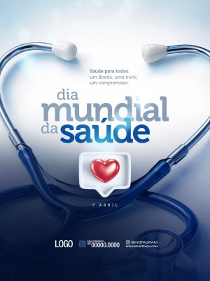 Saúde Dia Mundial da Saúde Saúde para Todos 7 Abril PSD Editável
