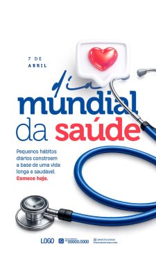 Saúde 7 Abril Dia Mundial Saúde Hábitos Vida Saudável Comece Hoje PSD Editável