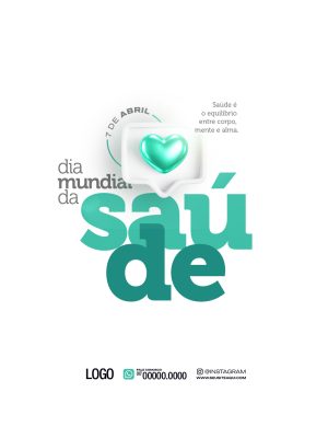 Saúde 7 de Abril Dia Mundial da Saúde Saúde é Equilíbrio PSD Editável
