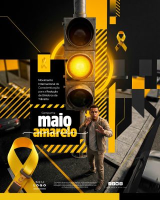 Maio Amarelo Campanha de Conscientização de Trânsito PSD Editável