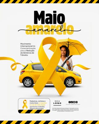 Maio Amarelo Conscientização Trânsito Seguro Template PSD Editável